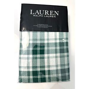 Ralph Lauren LAUREN FLANNEL Green Ulster Plaid Euro Pillow Sham $135